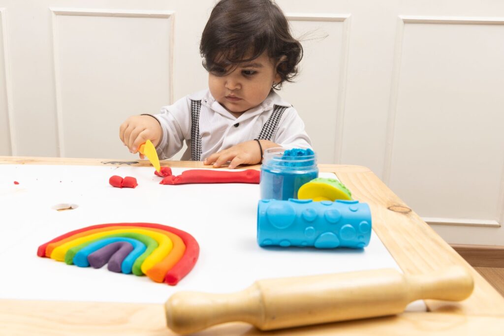 Play-dough squeezing and pinching